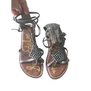 Women’s San Edelman Metalic Ginger Back Zip Beaded Gladiator Sandals 6